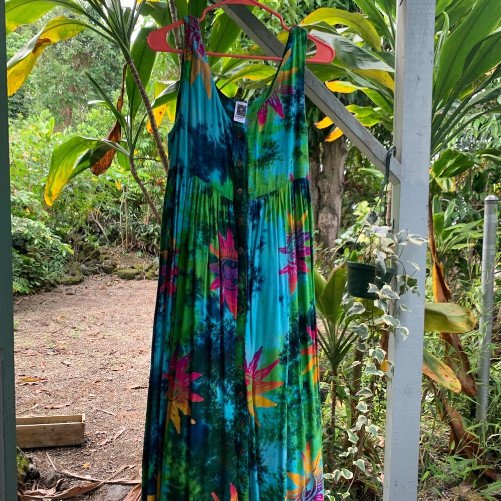 Beautiful bohemian maxi dress with bright pattern